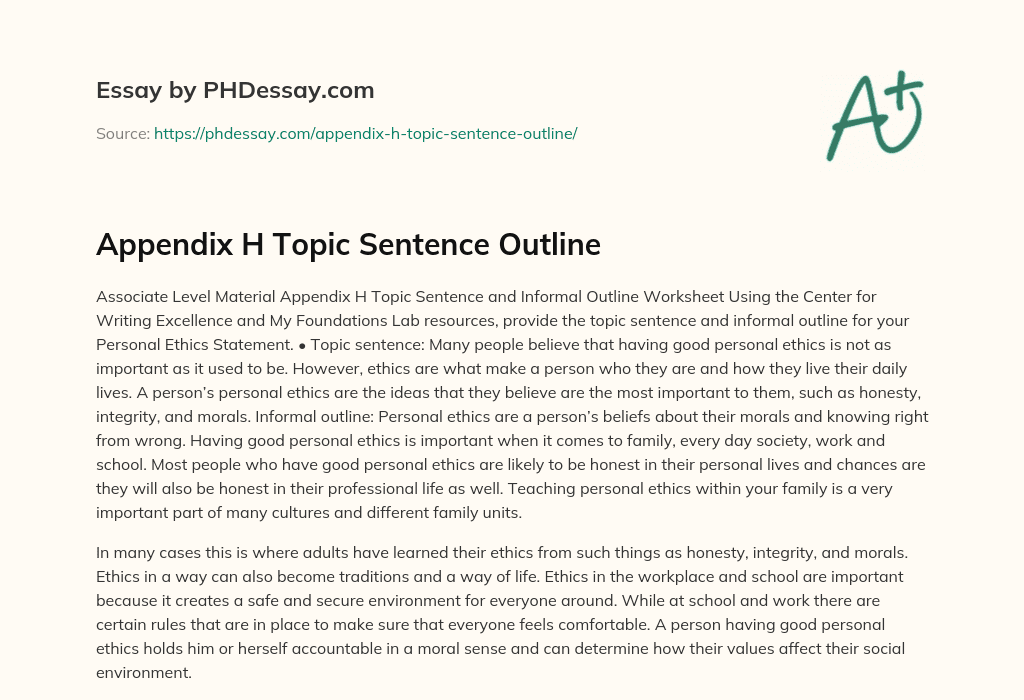 Appendix H Topic Sentence Outline essay