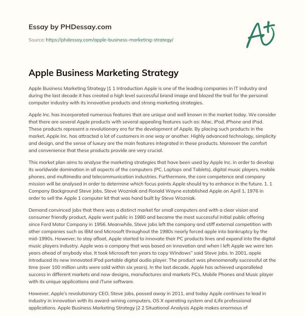 Apple Business Marketing Strategy essay