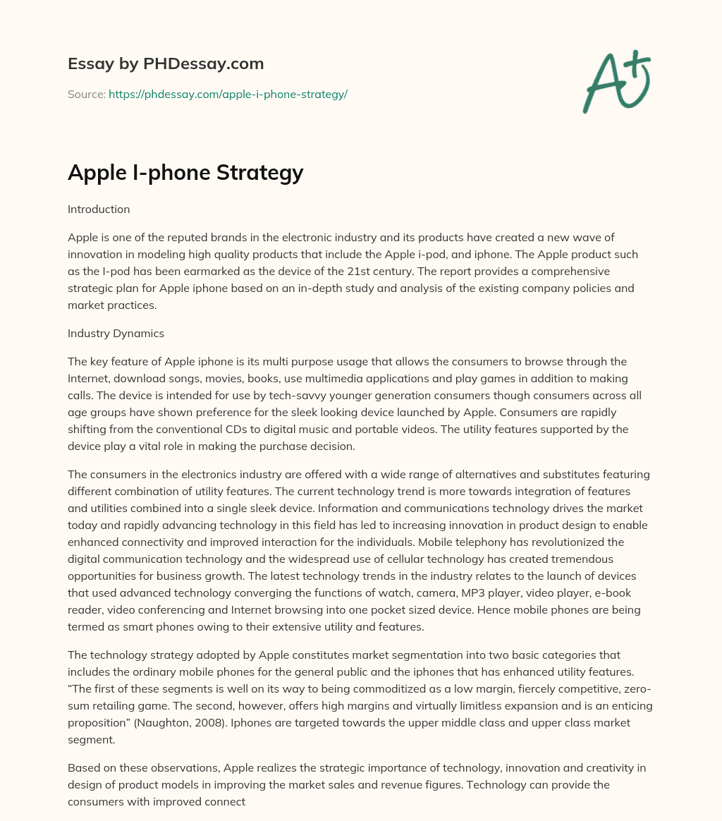 Apple I-phone Strategy essay