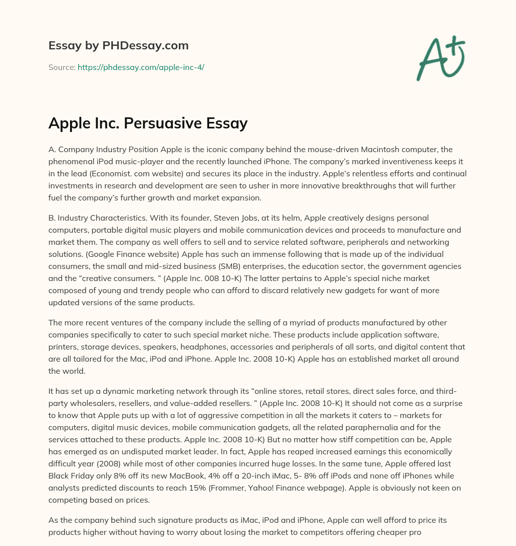Apple Inc. Persuasive Essay essay