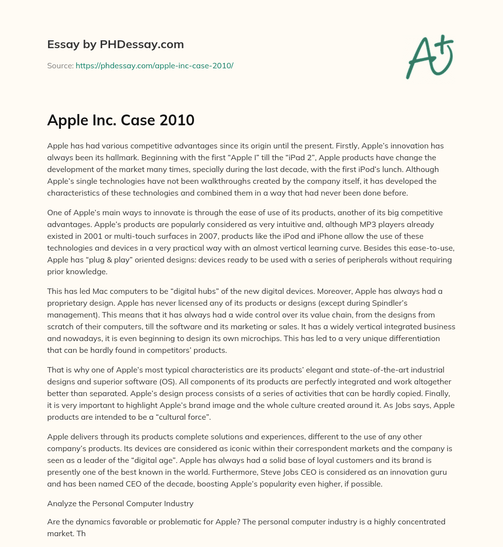 Apple Inc. Case 2010 essay