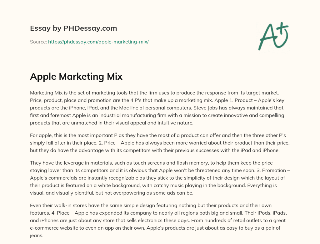 Apple Marketing Mix essay