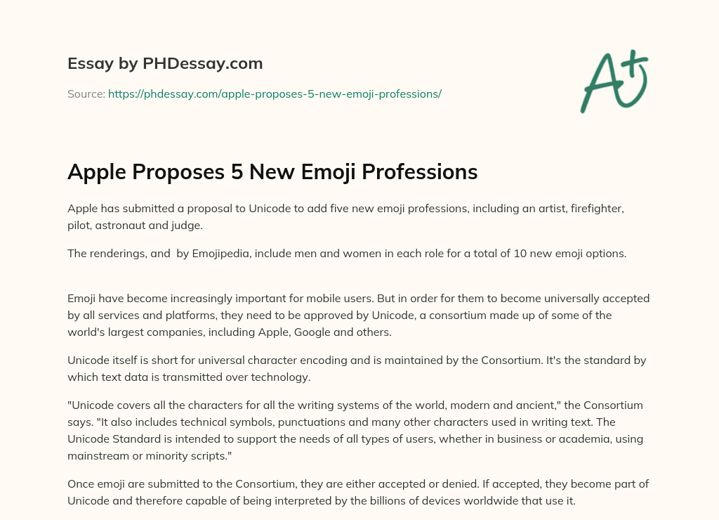 Apple Proposes 5 New Emoji Professions essay
