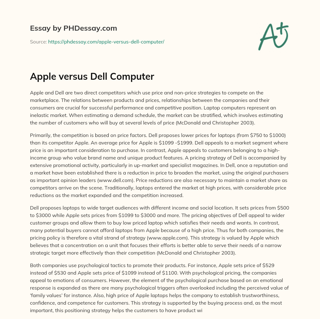 Apple versus Dell Computer essay