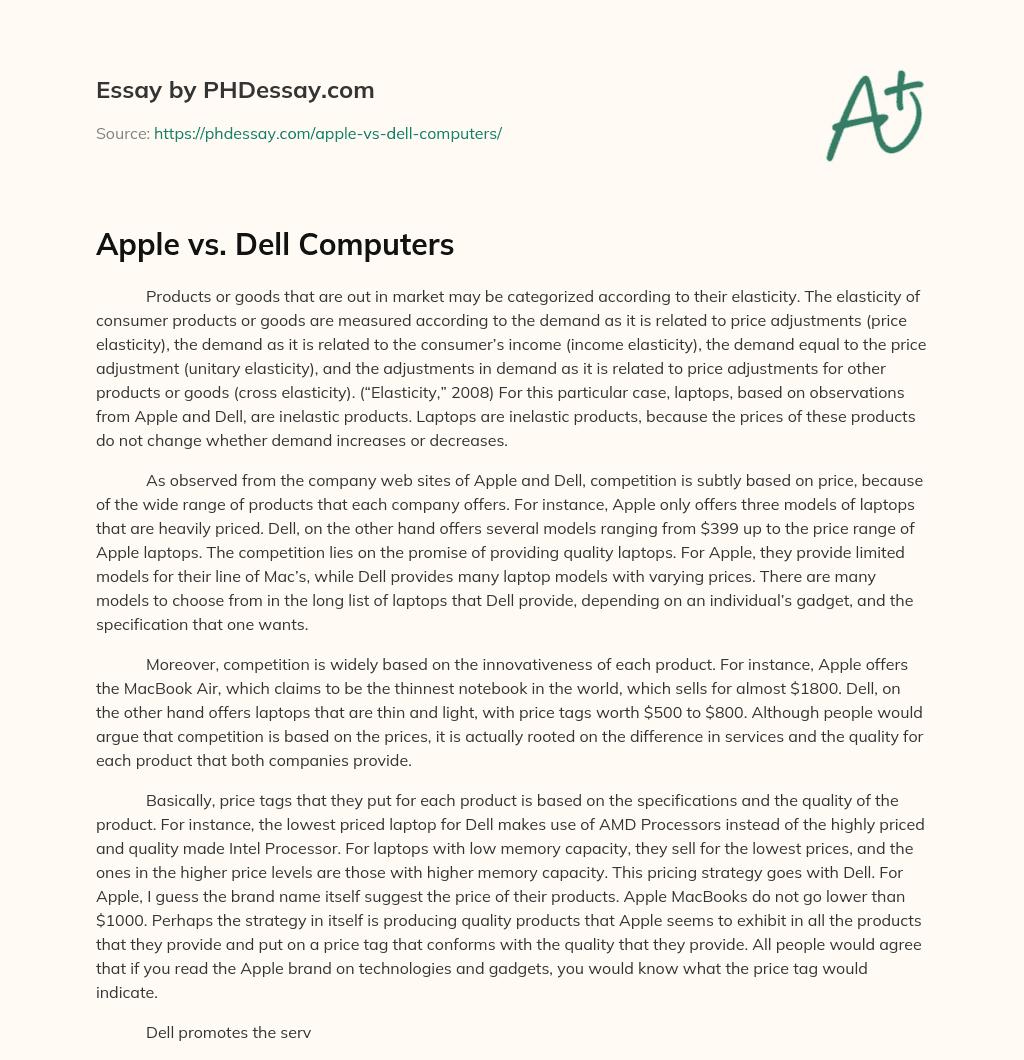 Apple vs. Dell Computers essay