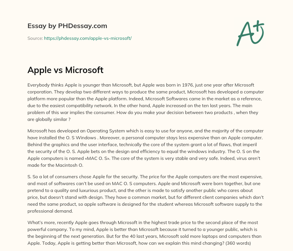 Apple vs Microsoft essay