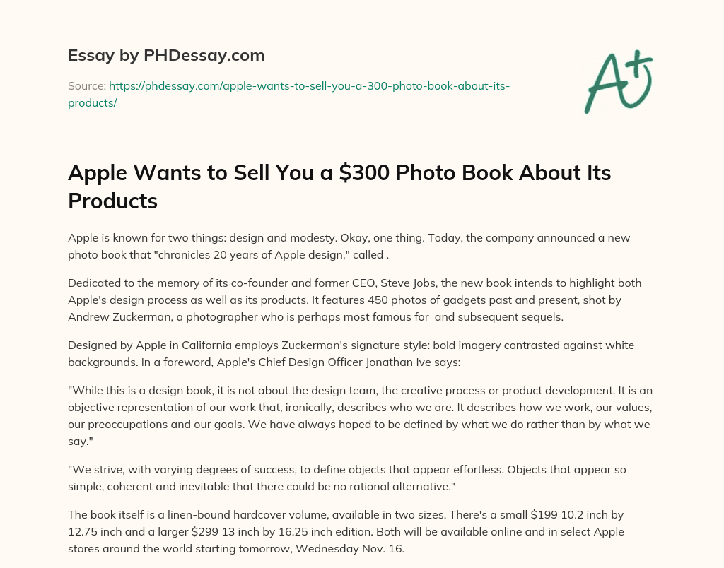 Apple Wants to Sell You a $300 Photo Book About Its Products essay