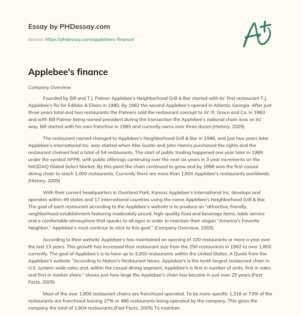 Applebee’s finance essay