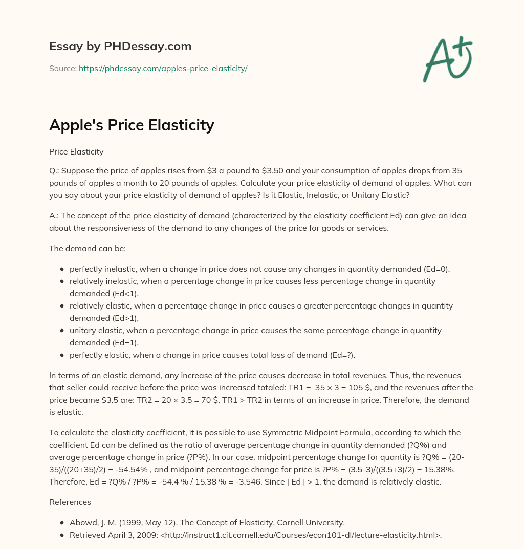 Apple’s Price Elasticity essay