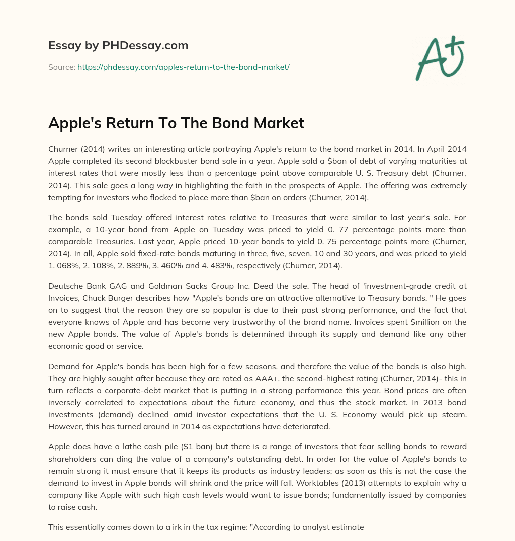 Apple’s Return To The Bond Market essay