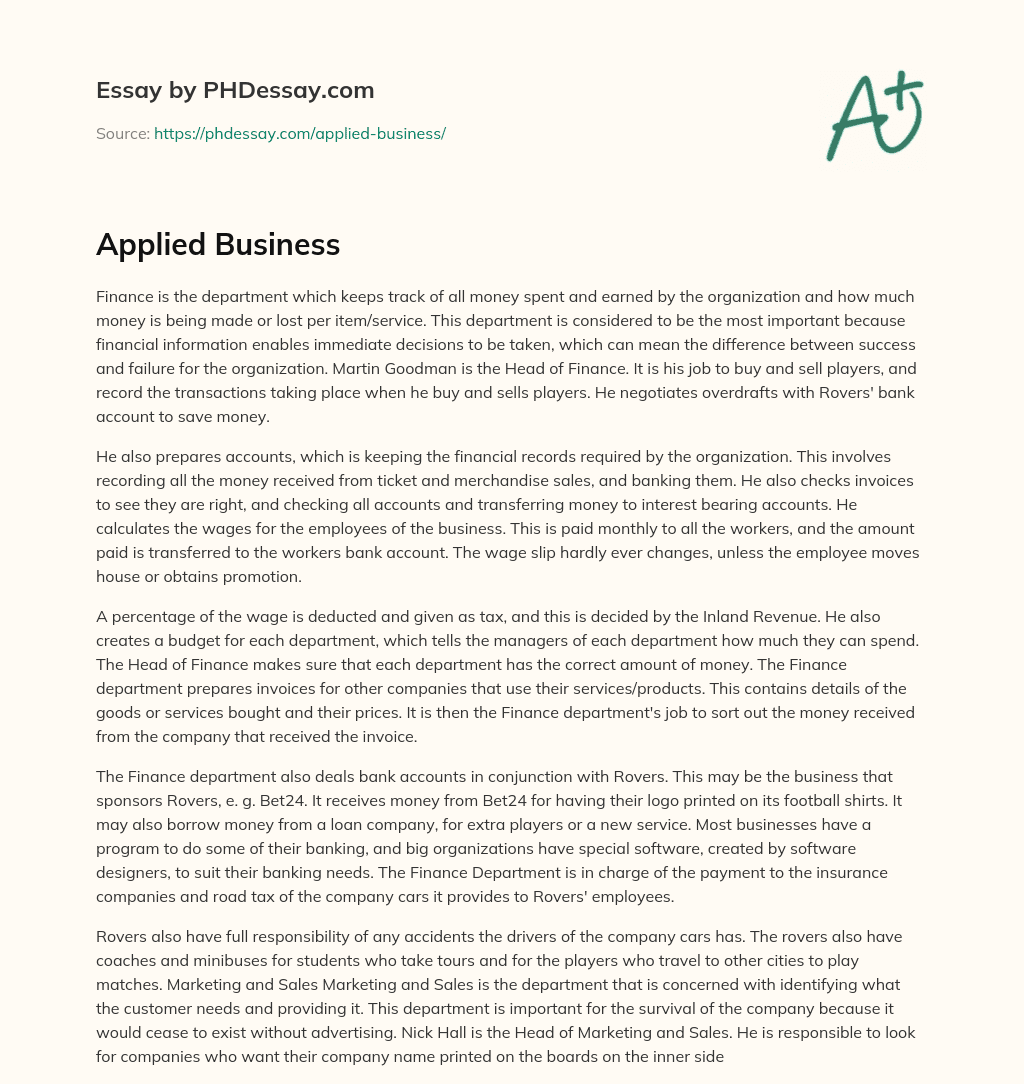 Applied Business essay