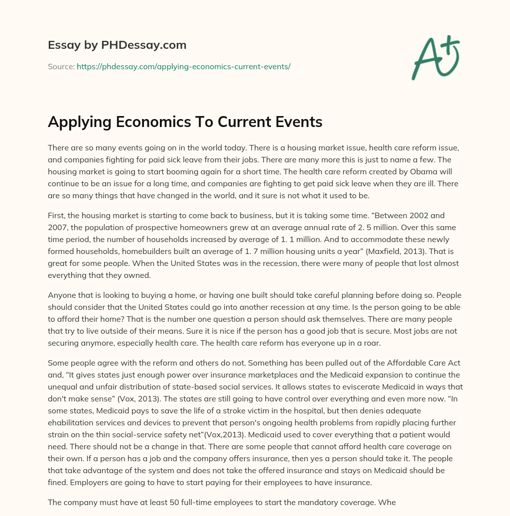 Applying Economics To Current Events essay