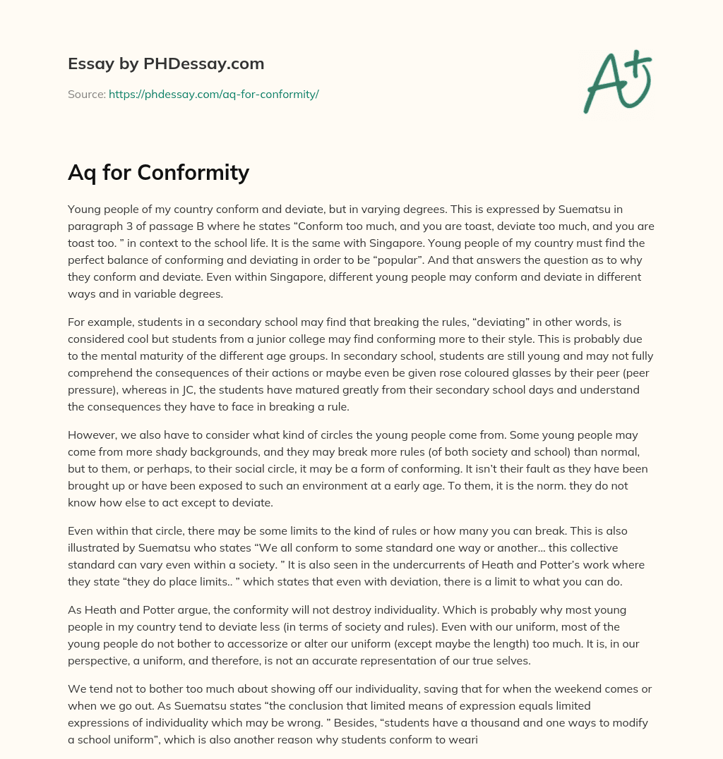 Aq for Conformity essay