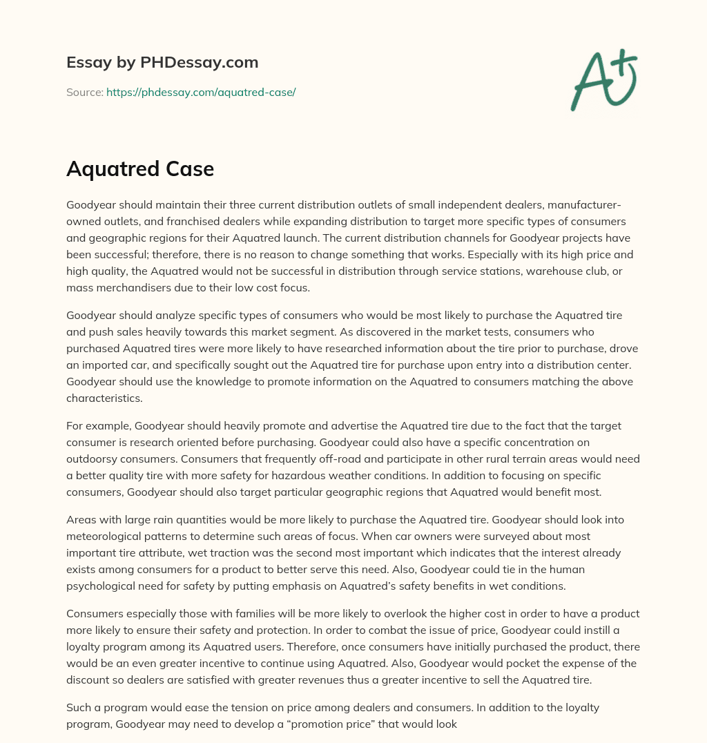 Aquatred Case essay