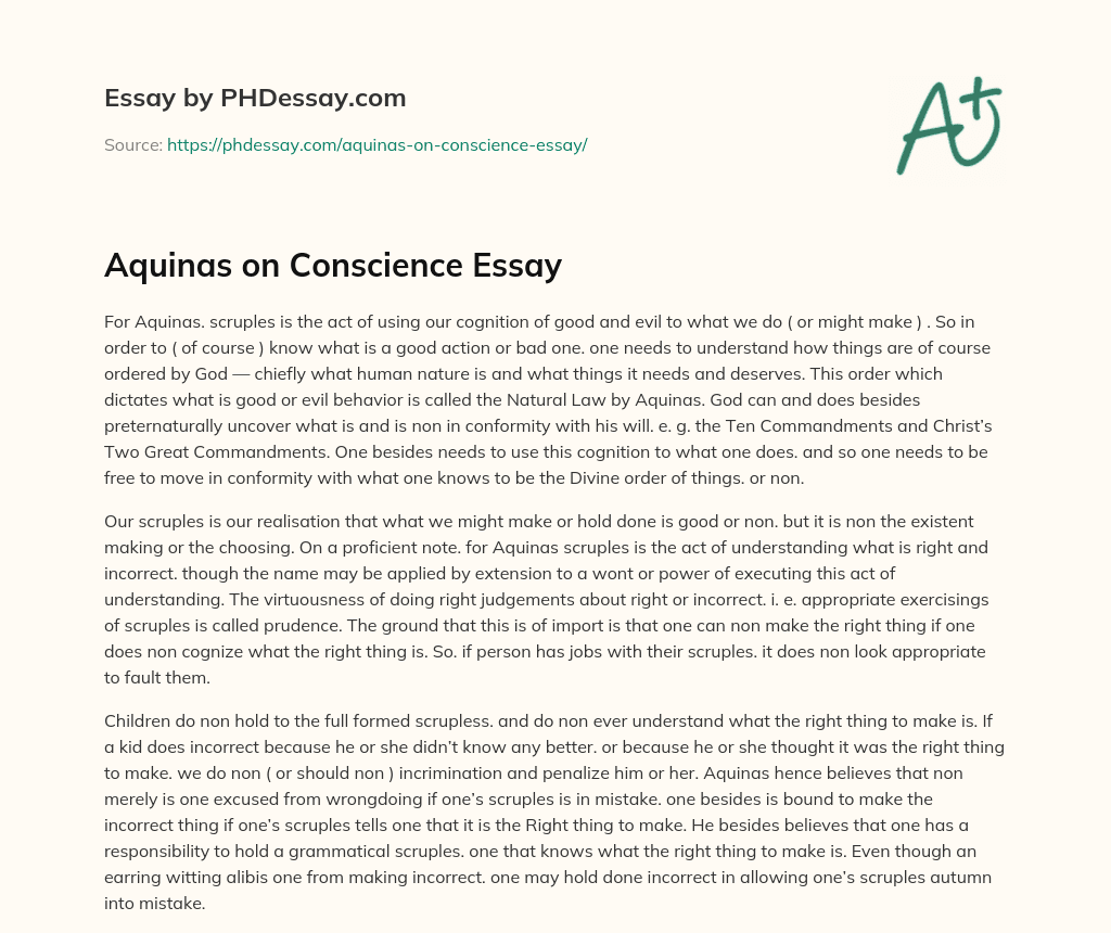 Aquinas on Conscience Essay essay