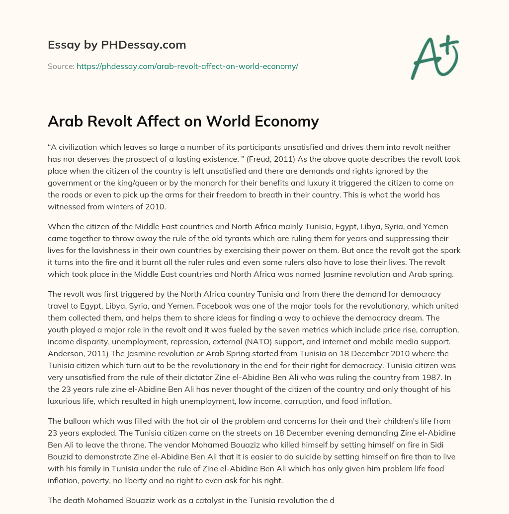 Arab Revolt Affect on World Economy essay