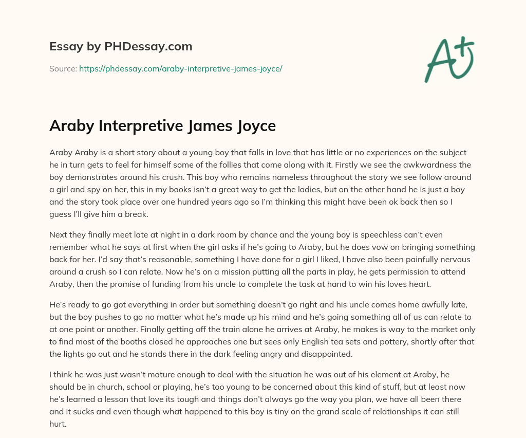 Araby Interpretive James Joyce essay