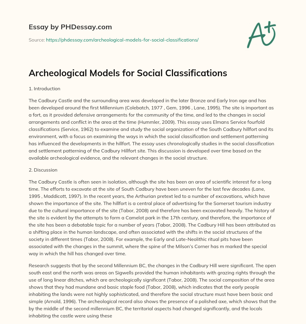 Archeological Models for Social Classifications essay