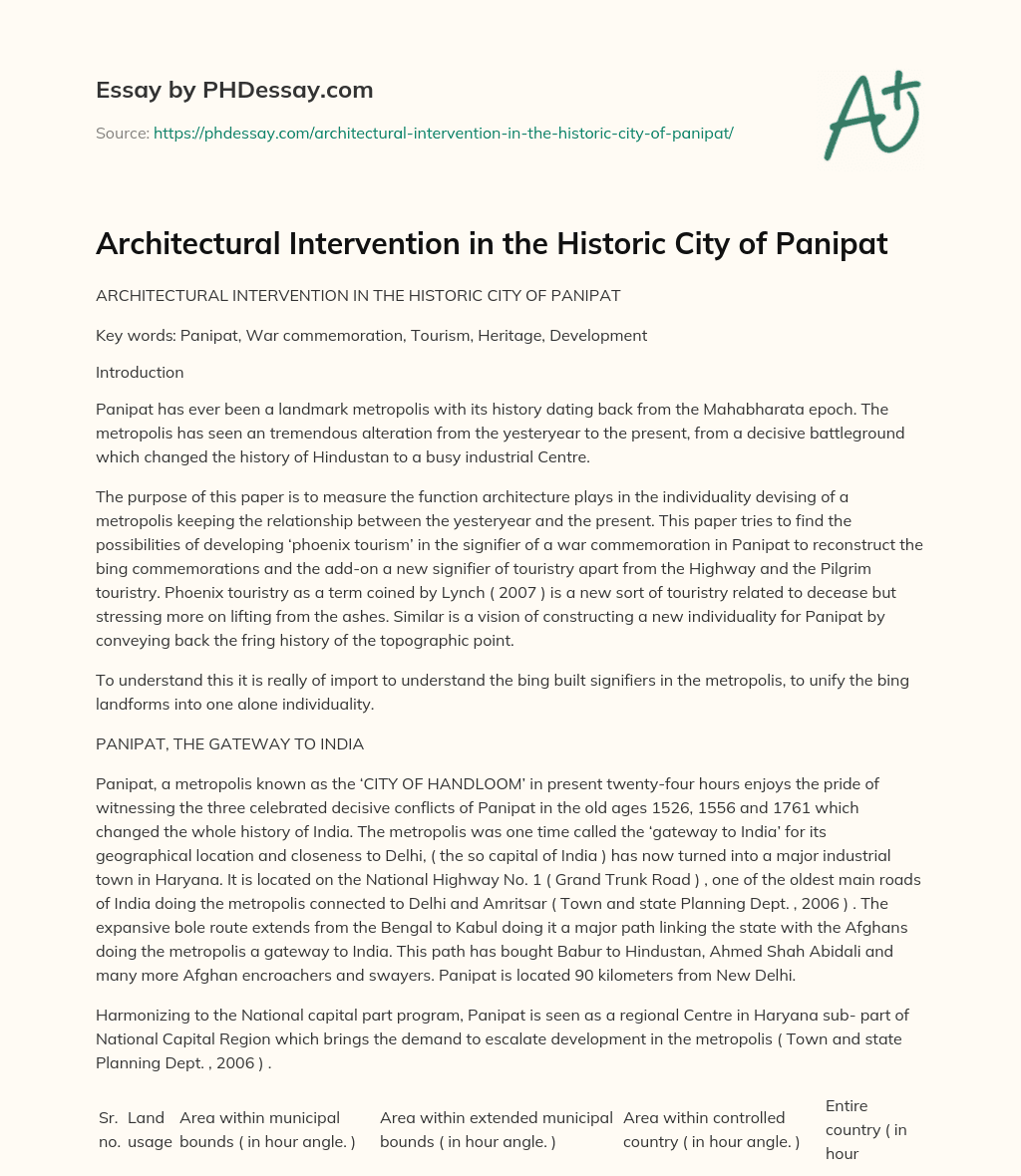 Architectural Intervention in the Historic City of Panipat essay