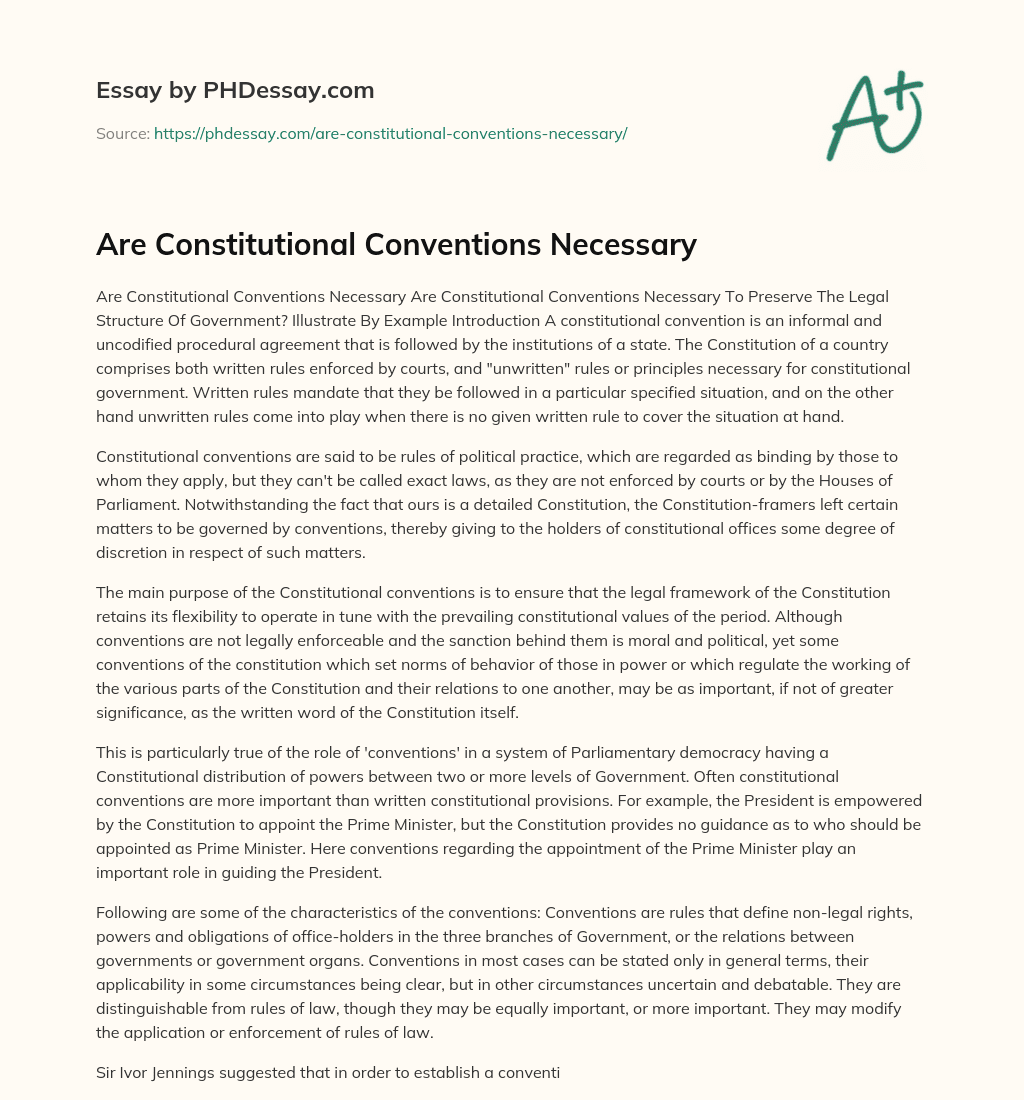 Are Constitutional Conventions Necessary essay