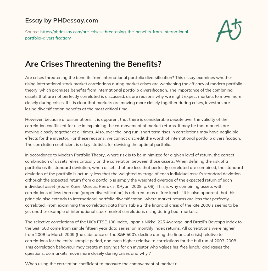 Are Crises Threatening the Benefits? essay