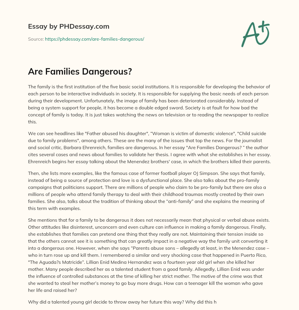 Are Families Dangerous? essay