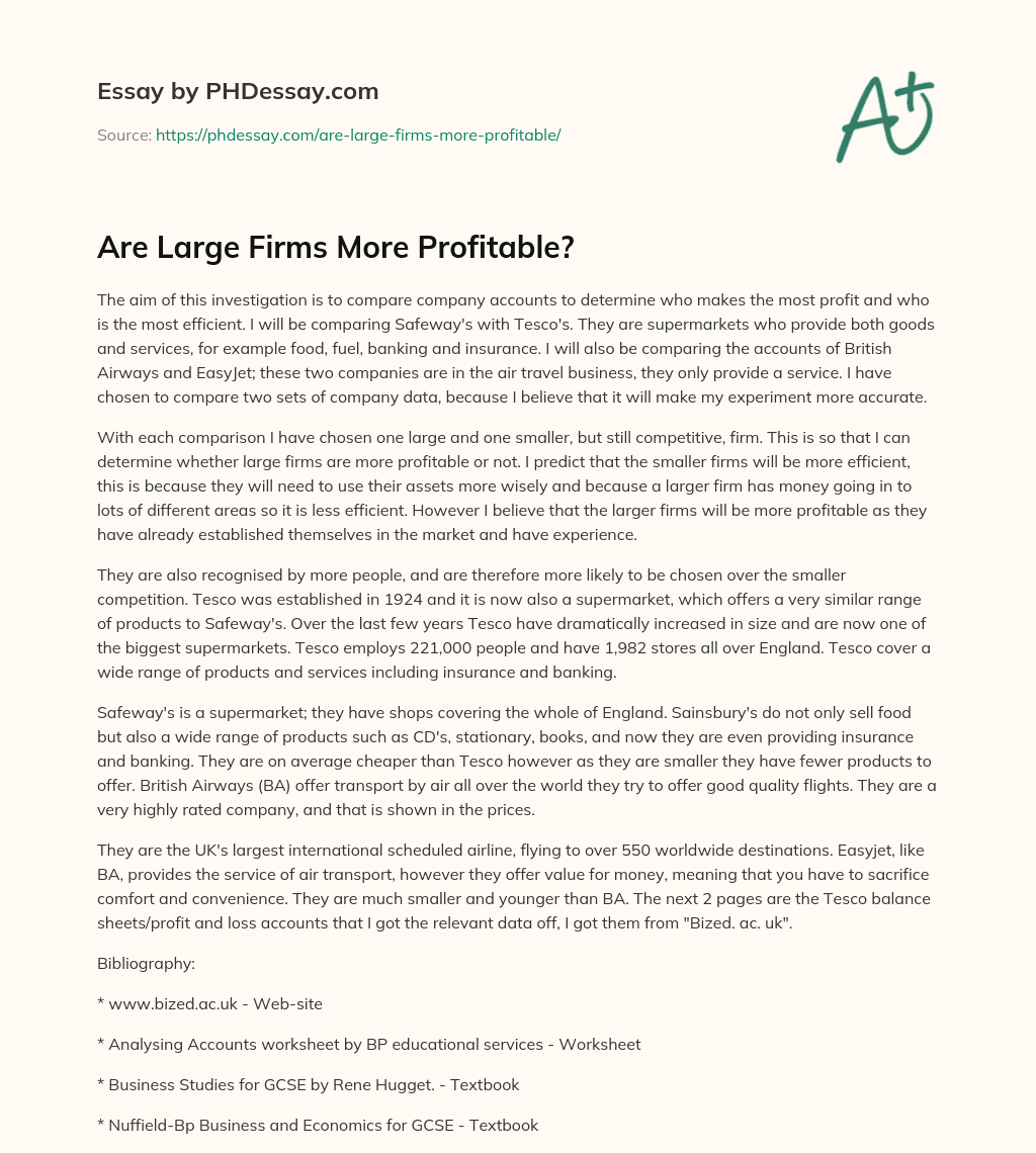 Are Large Firms More Profitable? essay