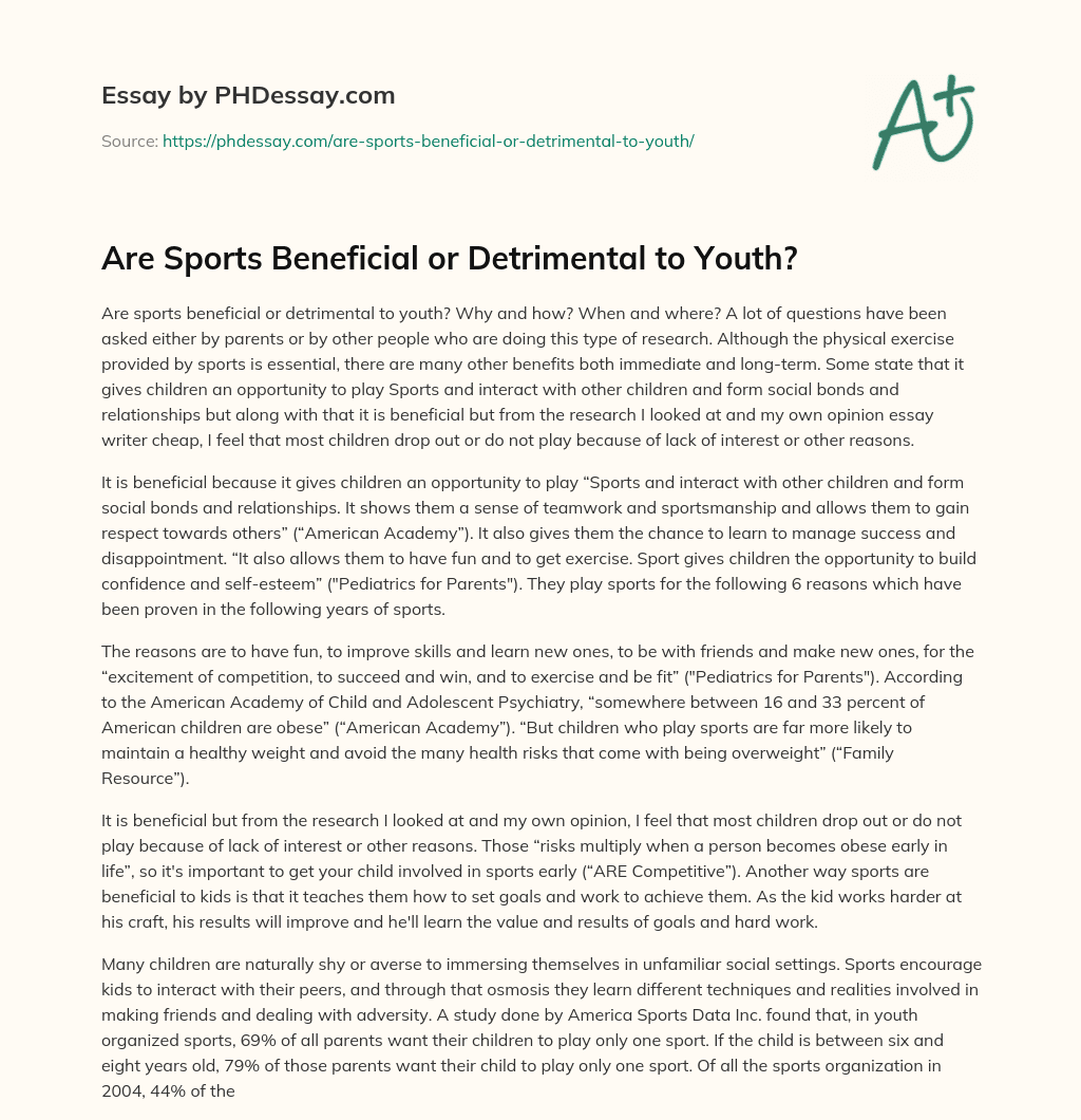 Are Sports Beneficial or Detrimental to Youth? essay