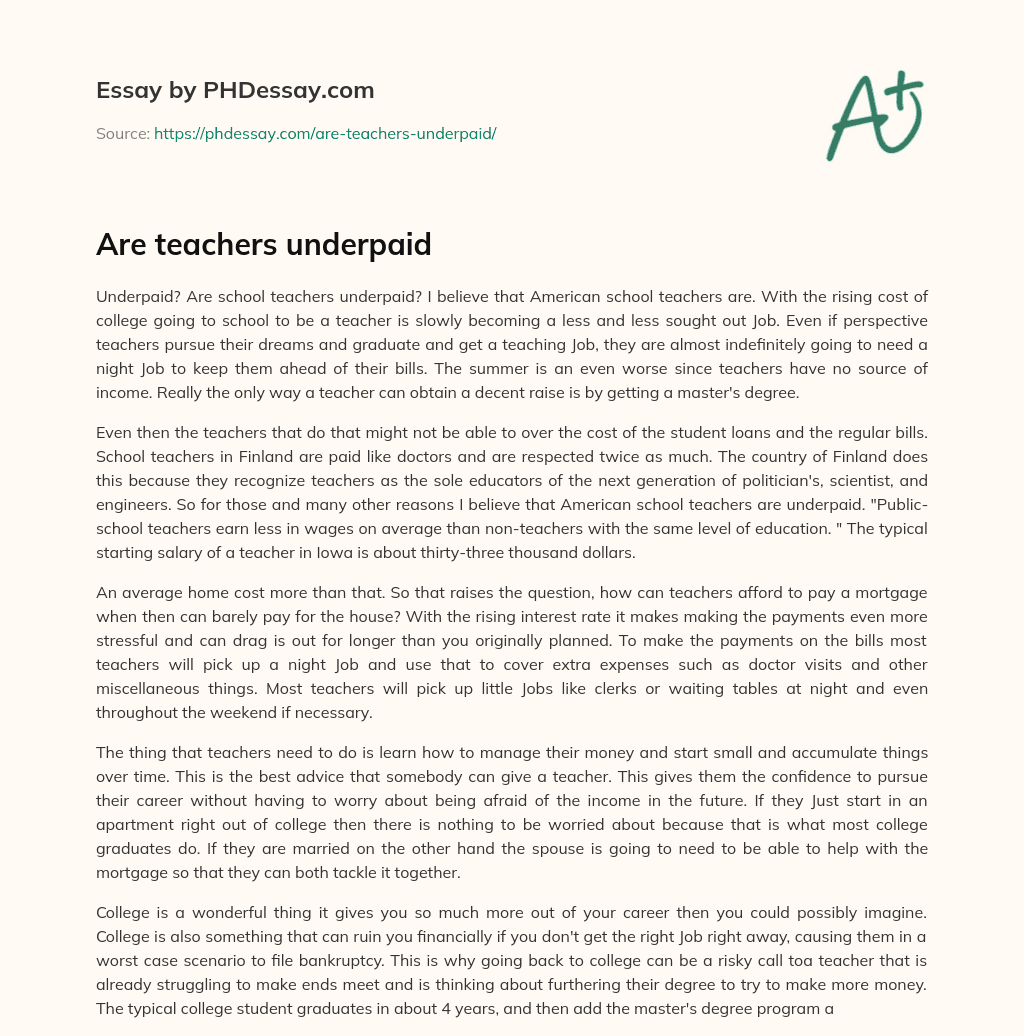 Are teachers underpaid essay