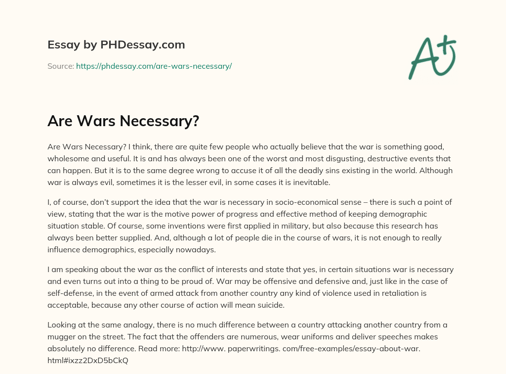 Are Wars Necessary? essay