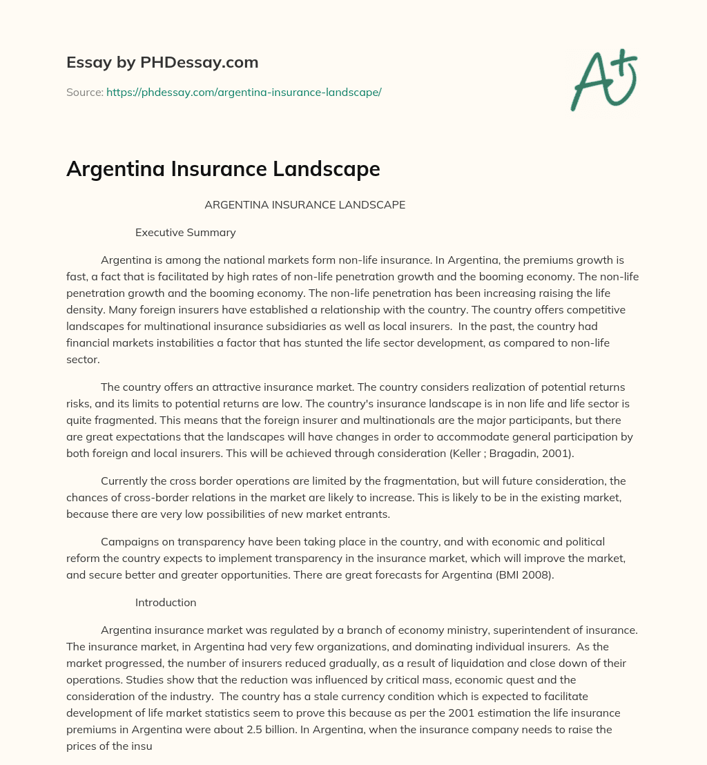 Argentina Insurance Landscape essay