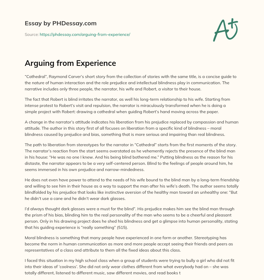 Arguing from Experience essay