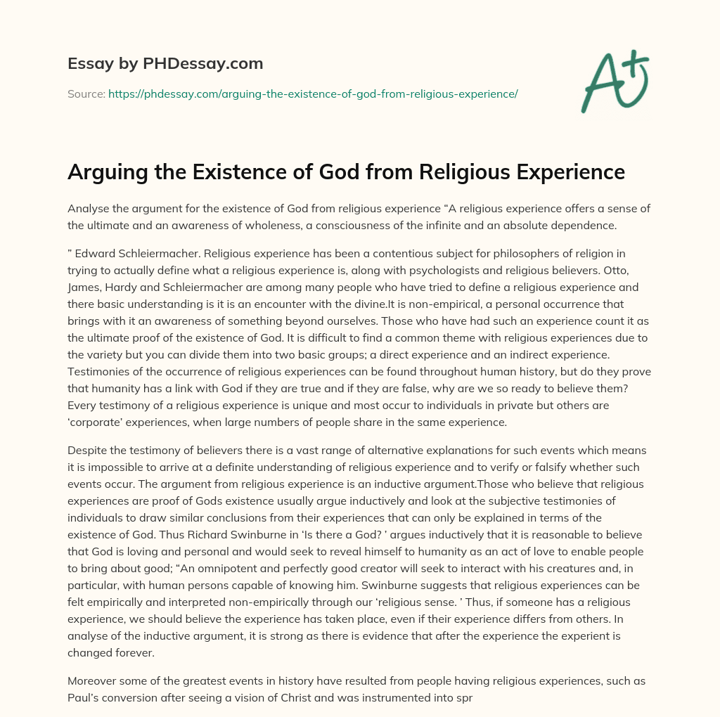 essay on the existence of god