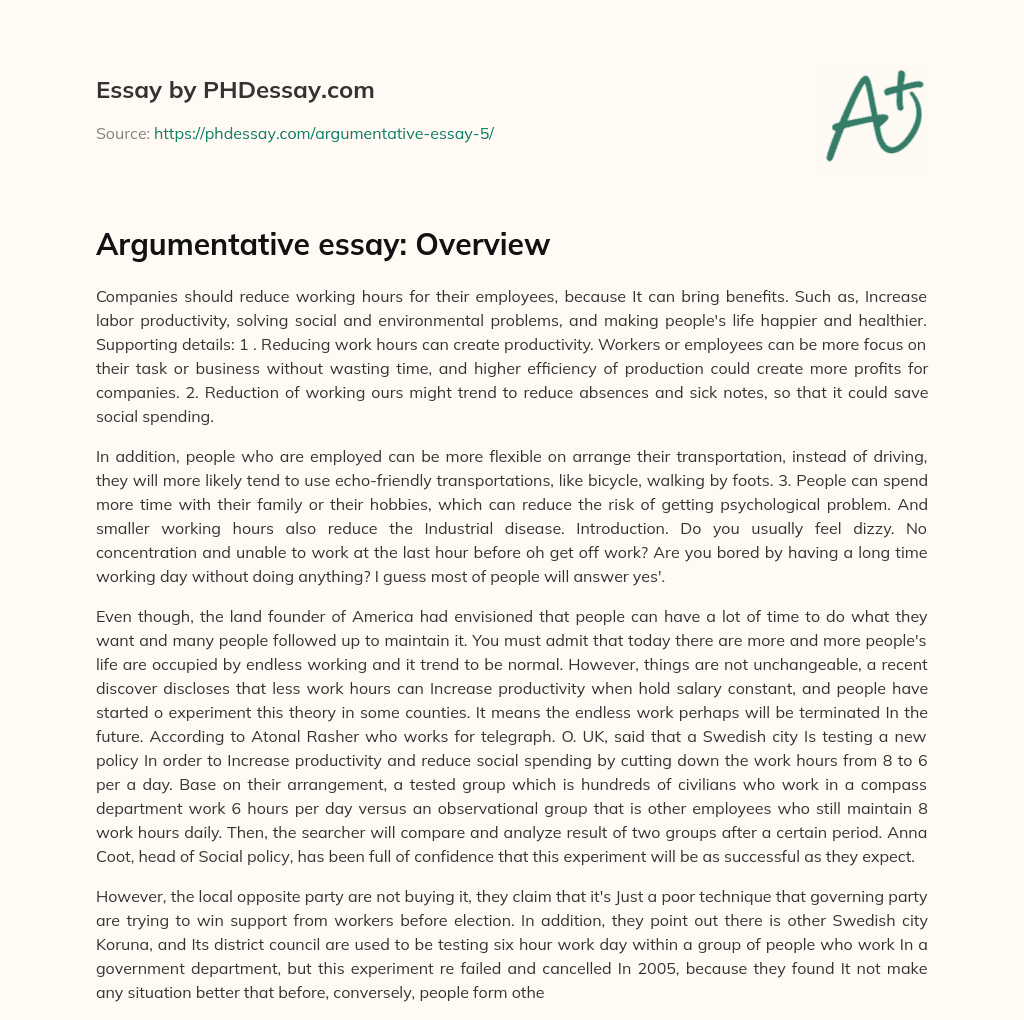 Argumentative essay: Overview essay