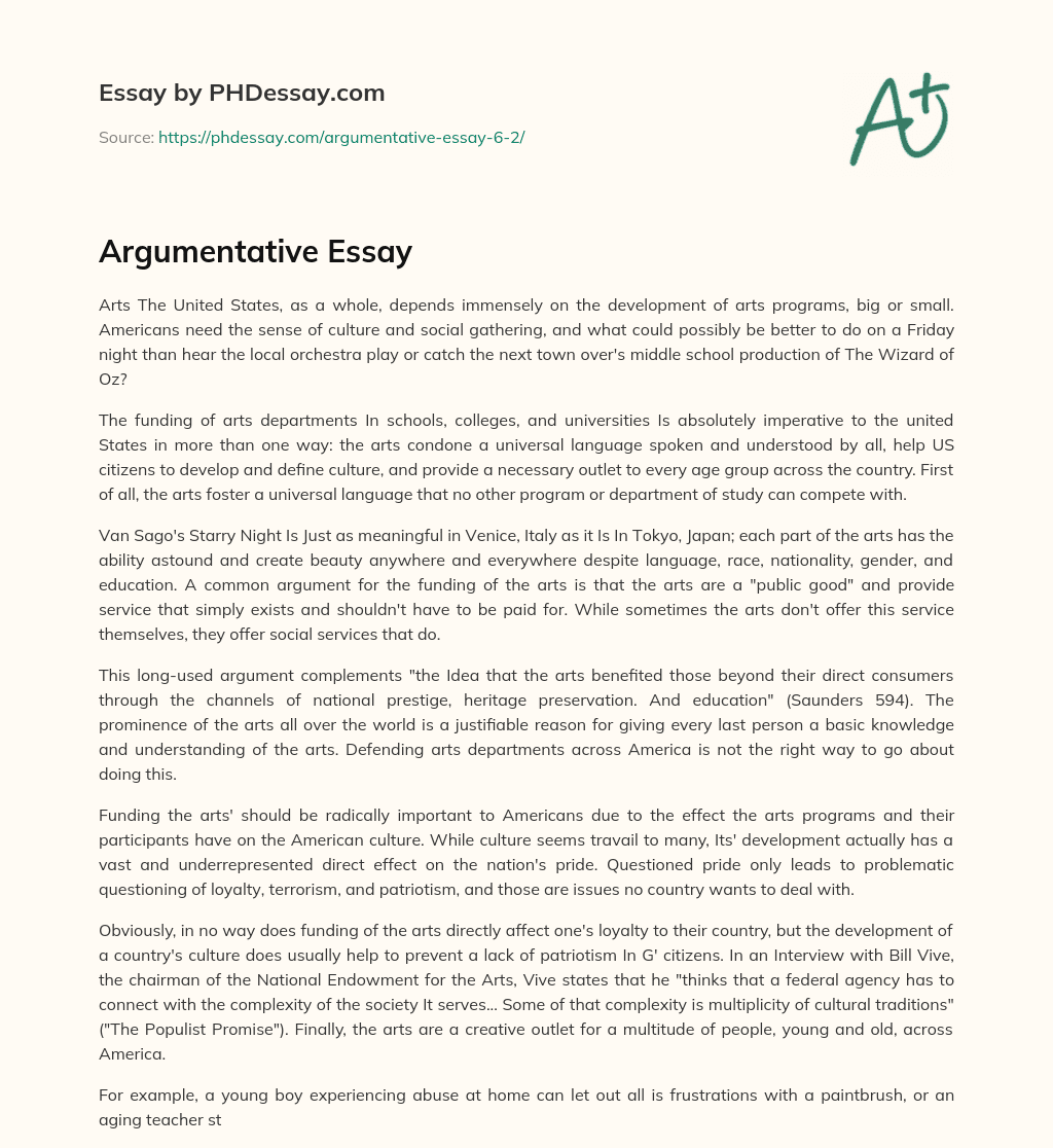 Argumentative Essay essay