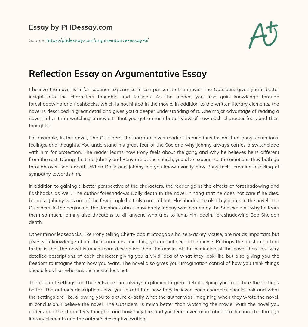 Reflection Essay on Argumentative Essay essay