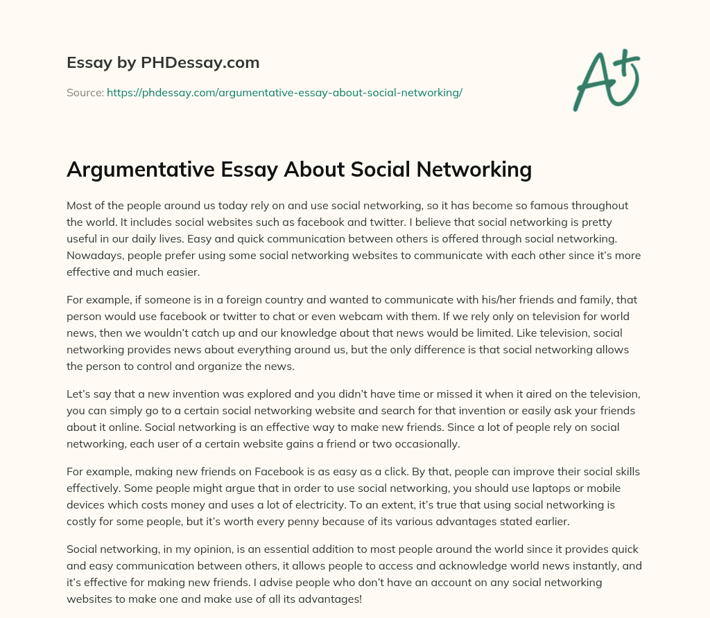 argumentative essay on social networking creates a better connected society