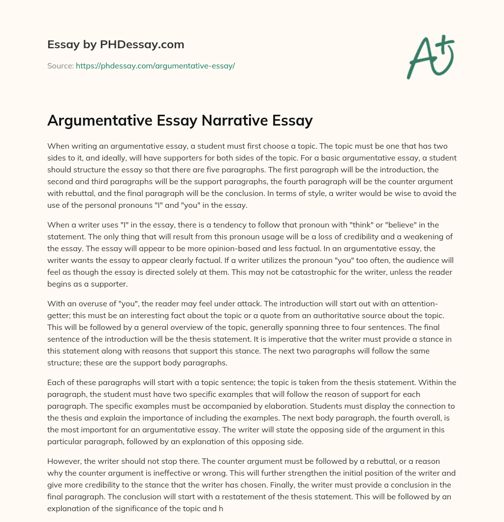 Argumentative Essay Narrative Essay essay