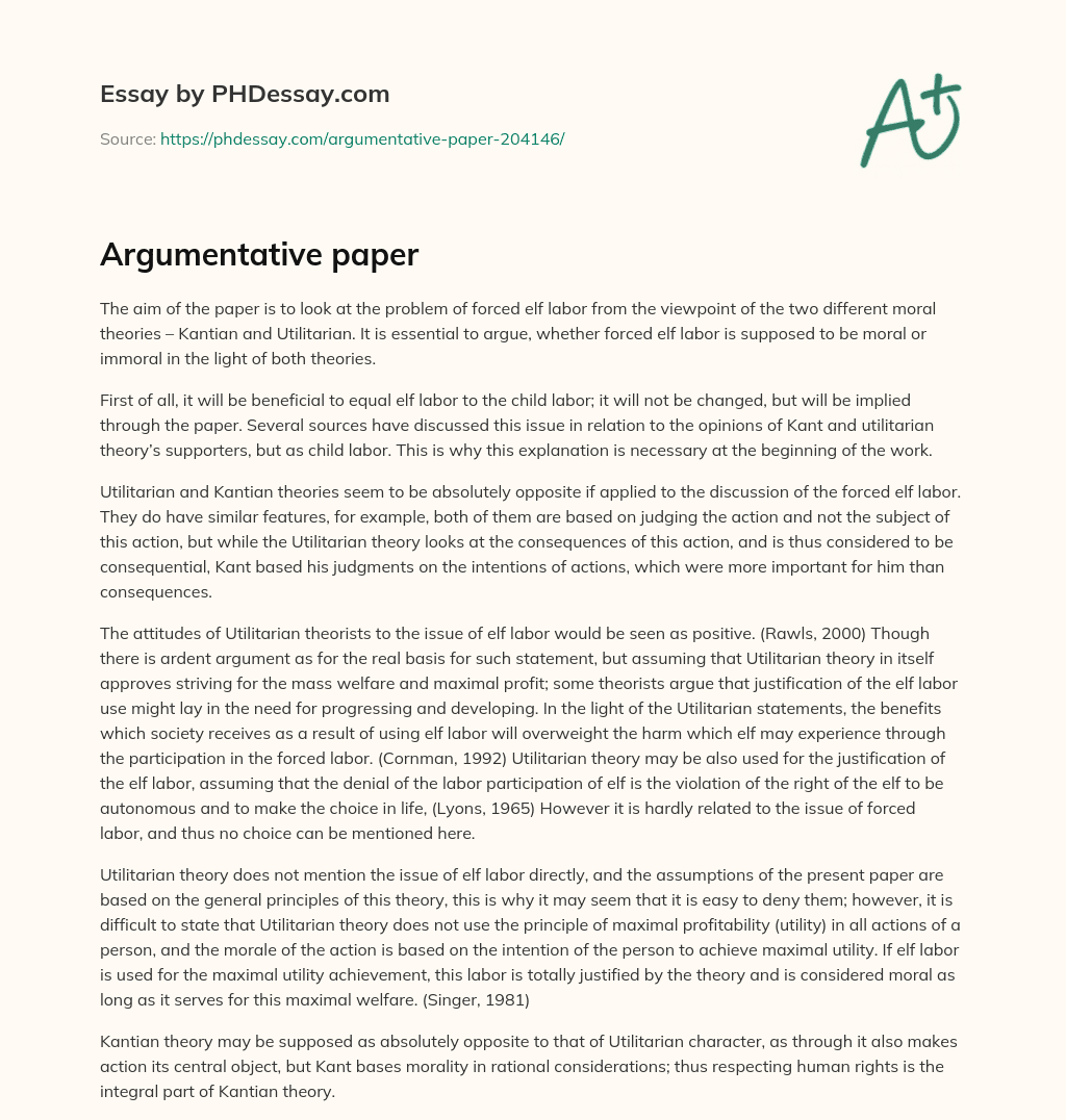 Argumentative paper essay