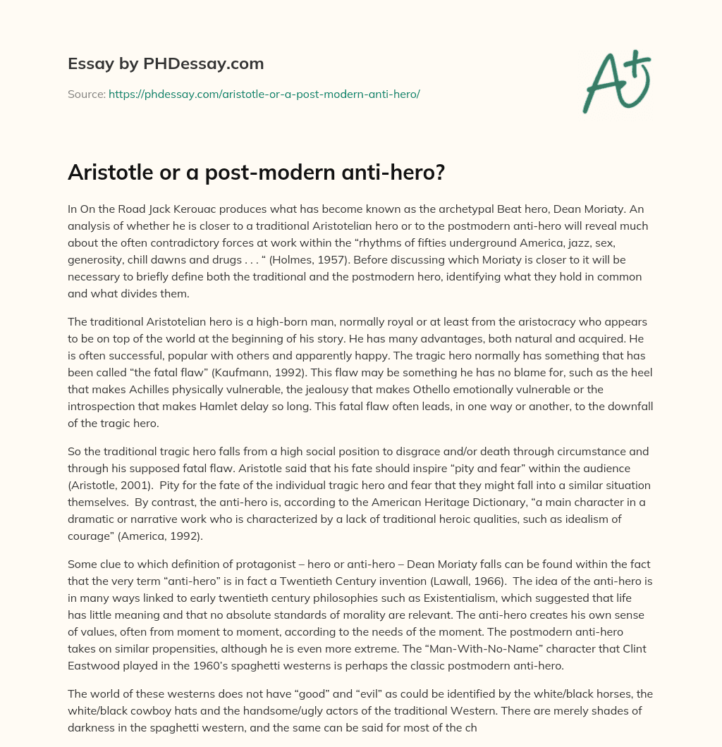 Aristotle or a post-modern anti-hero? essay