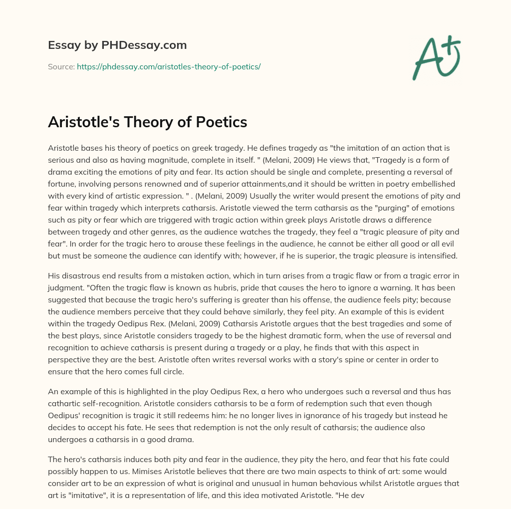 Aristotle’s Theory of Poetics essay