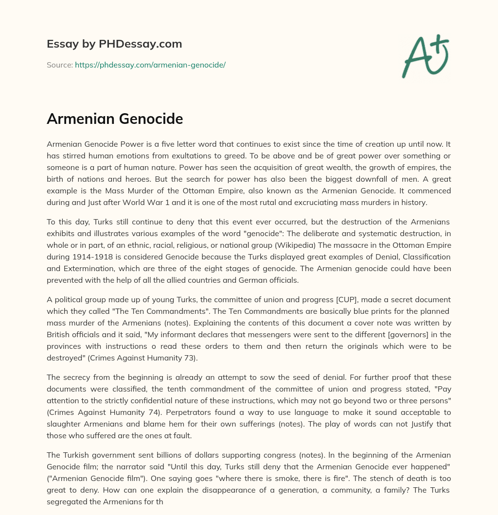 Armenian Genocide essay