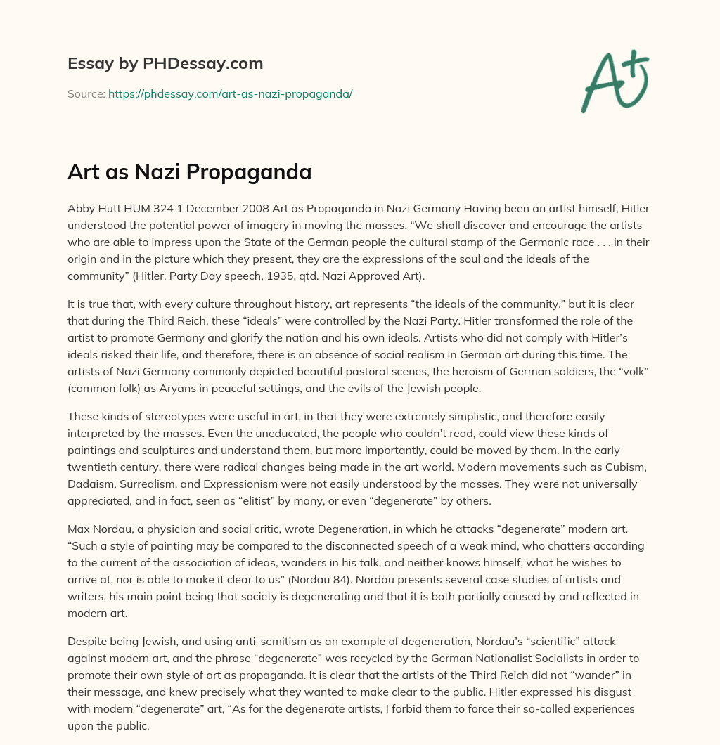 Art as Nazi Propaganda essay