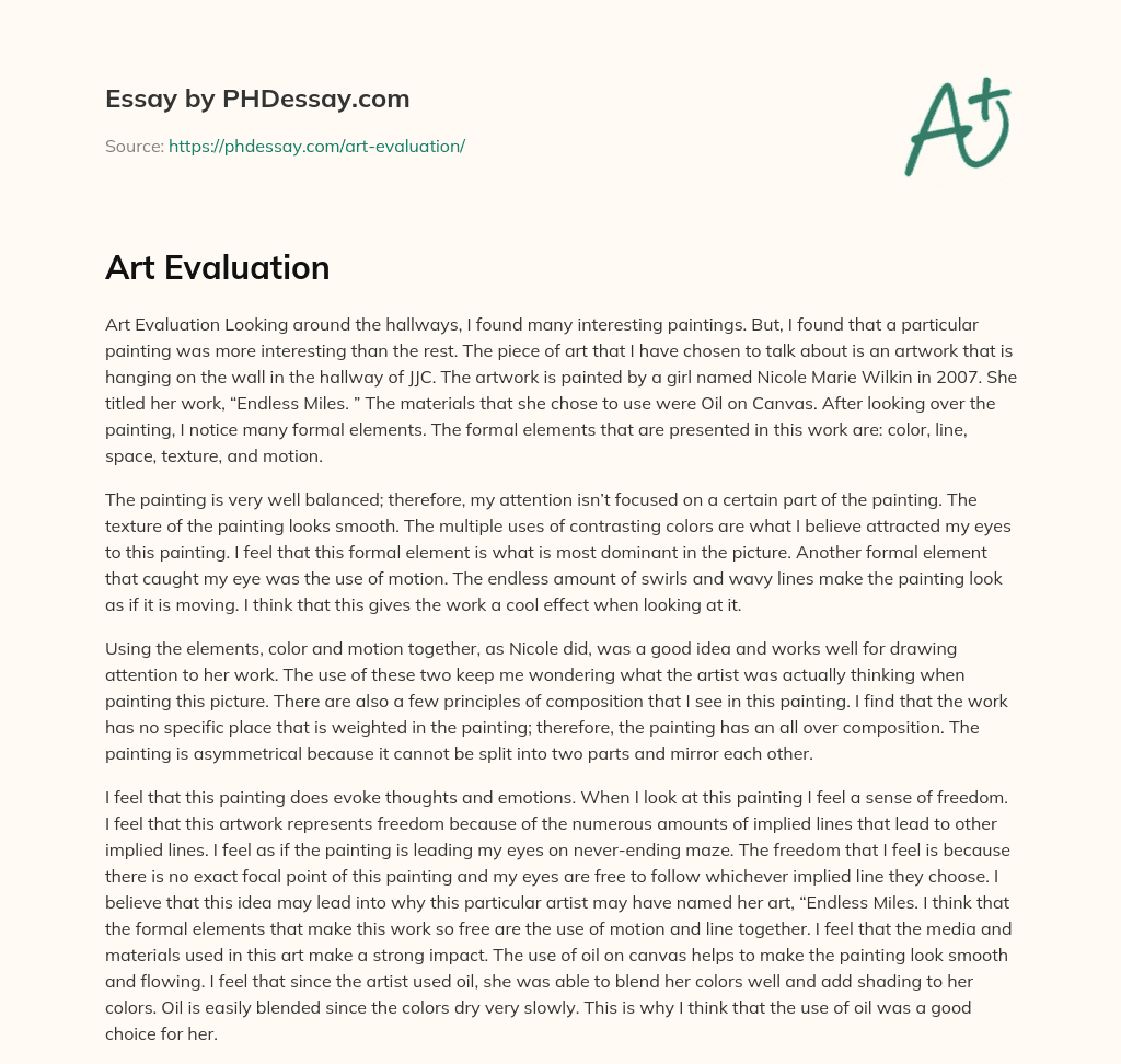 Art Evaluation essay