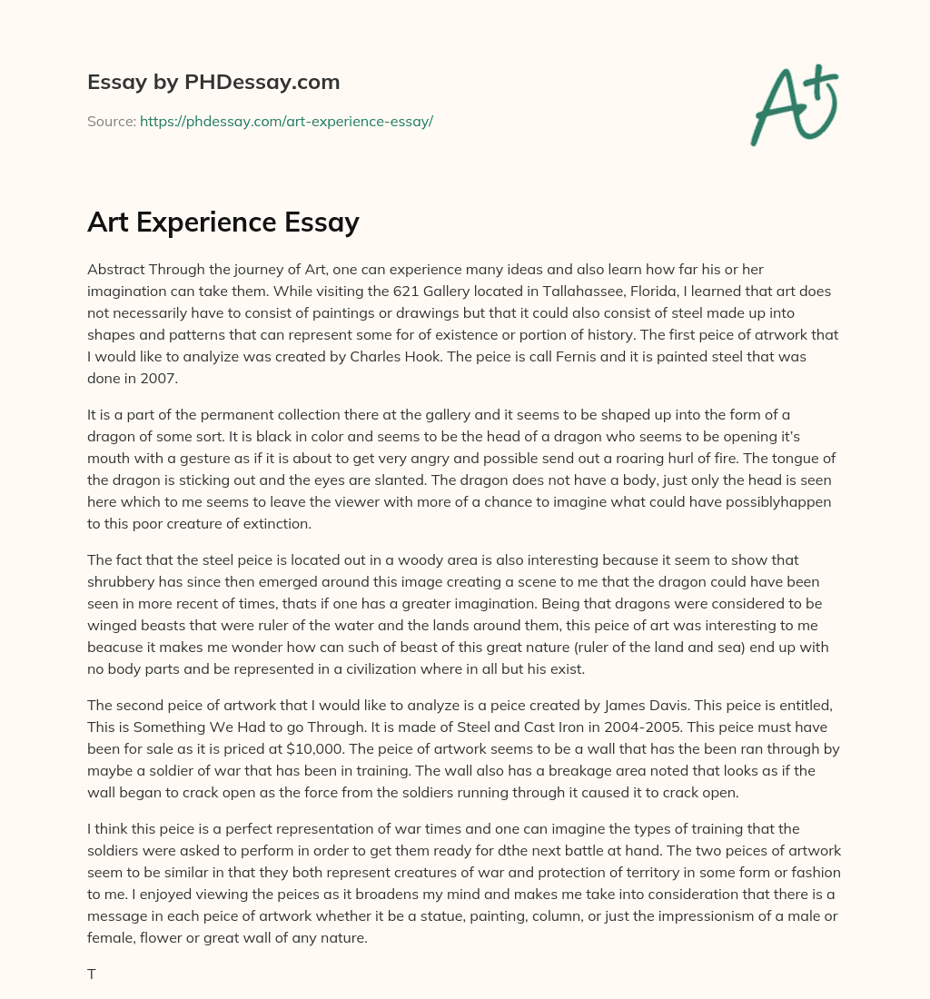 art and experience essay