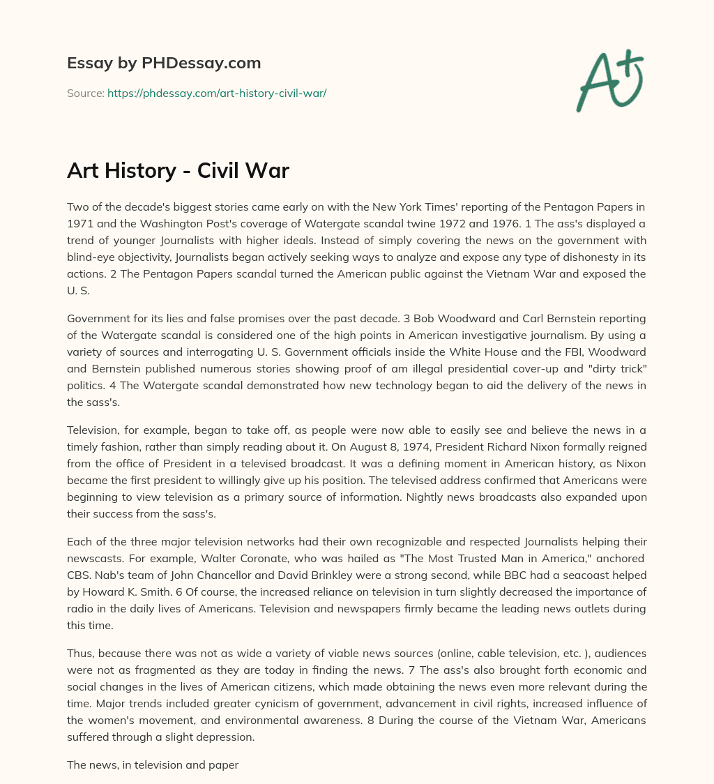Art History – Civil War essay