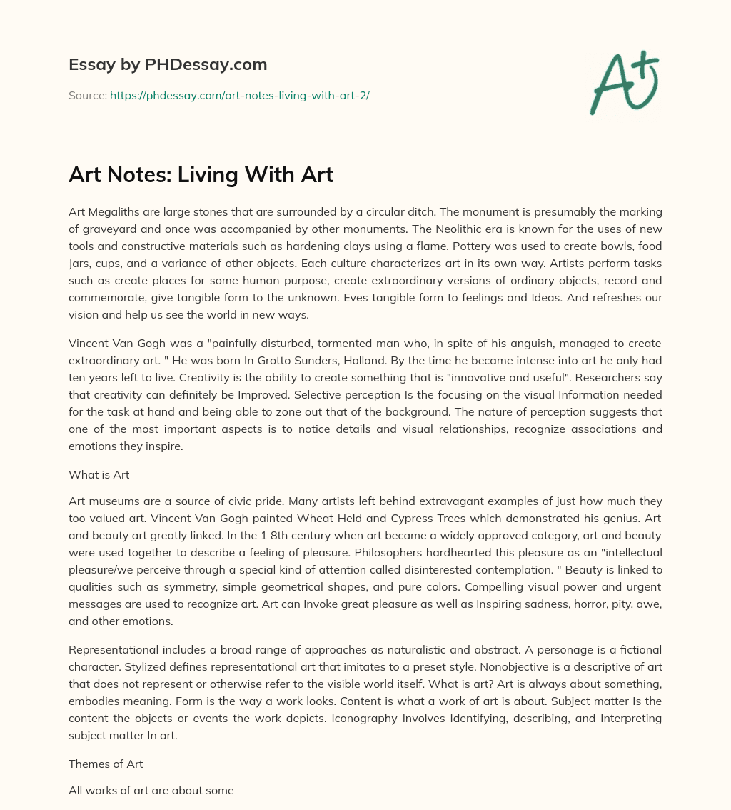 Art Notes: Living With Art essay
