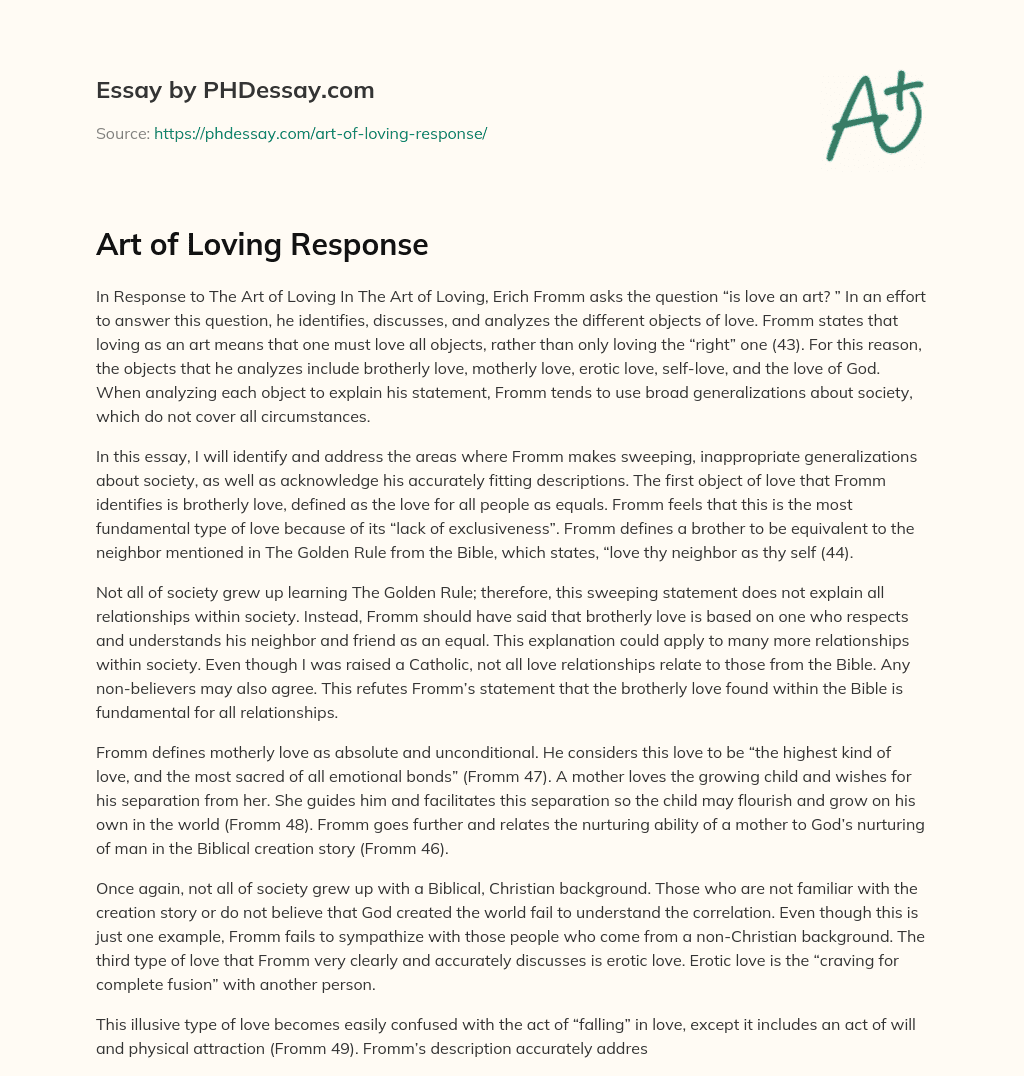 Art of Loving Response essay