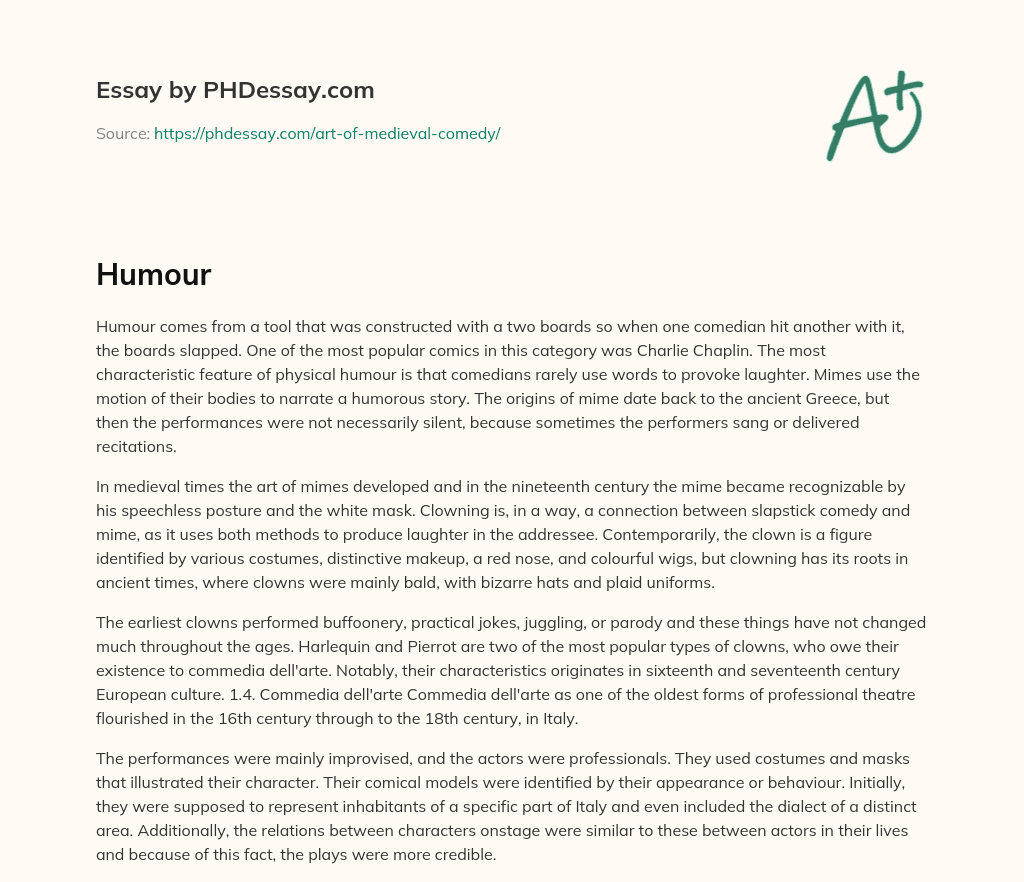 The History of Physical Humour: From Charlie Chaplin to Contemporary Clowns essay