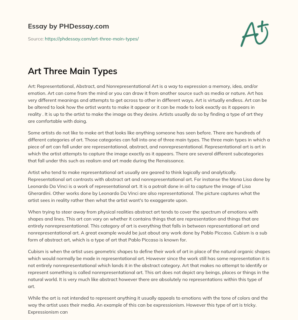 Art Three Main Types essay